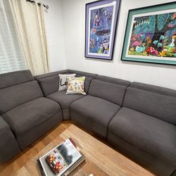 Devine Power Reclining Sectional Sofa, 4-Piece, Dark Gray.