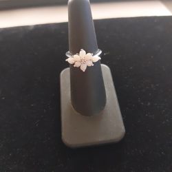 Sterling Silver Genuine OPAL AND WHITE TOPAZ sz 6