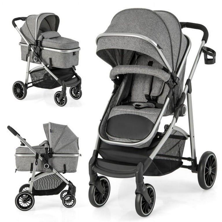 Kinder King 2 in 1 Convertible Baby Stroller, Folding Infant Newborn Reversible Bassinet