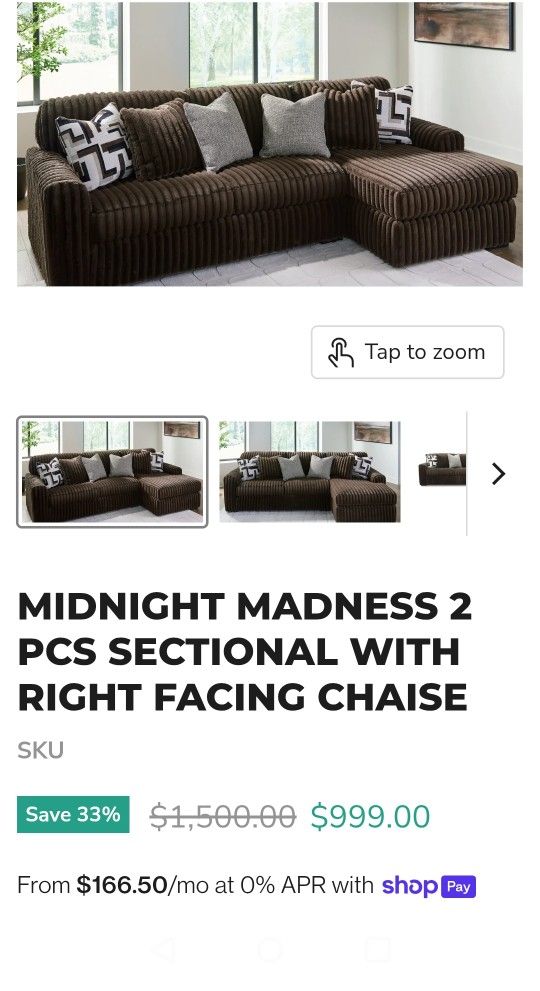 Midnight Madness 2 Piece Sectional