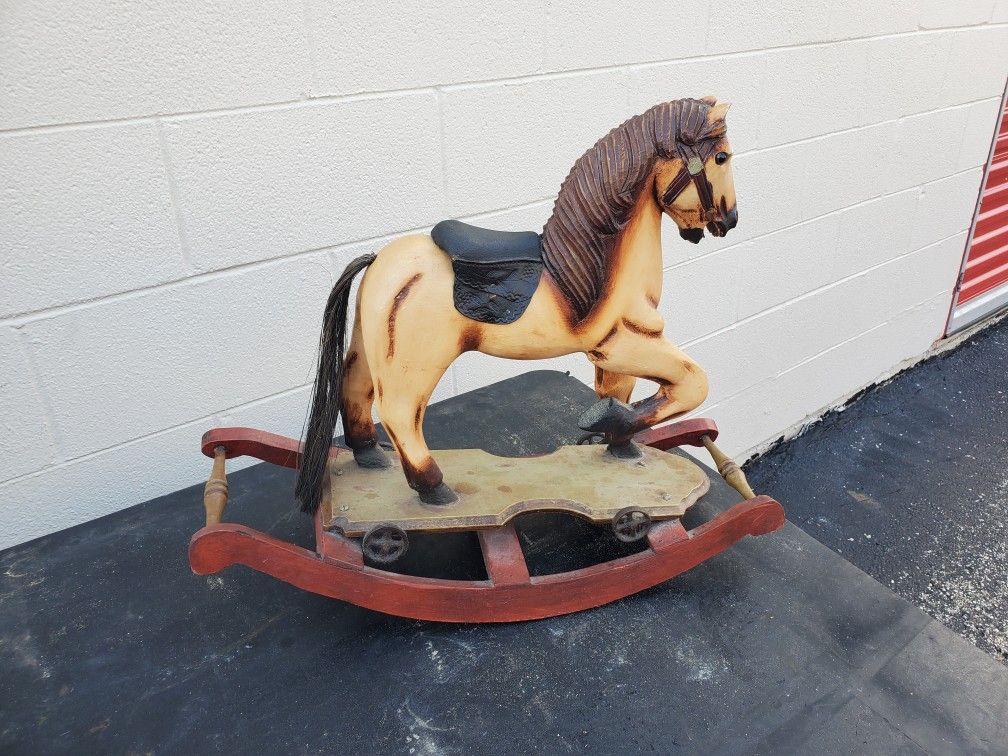 Small 1950s carved wooden rocking horse TOY