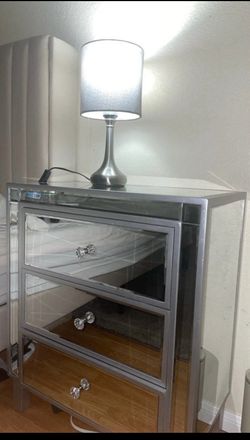 Mirrored nightstand set of 2