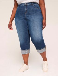 Lane Bryant Boyfriend Capri Jeans Rhinestone Embellished Cuff (18)