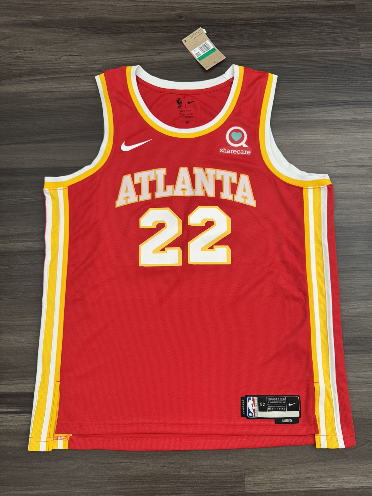 Nike Atlanta Hawks #22 NBA Swingman Icon Edition Dri-Fit Jersey Men’s 52 XL NWT 100% authentic. Brand new with tags. The Nike Atlanta Hawks #22 NBA