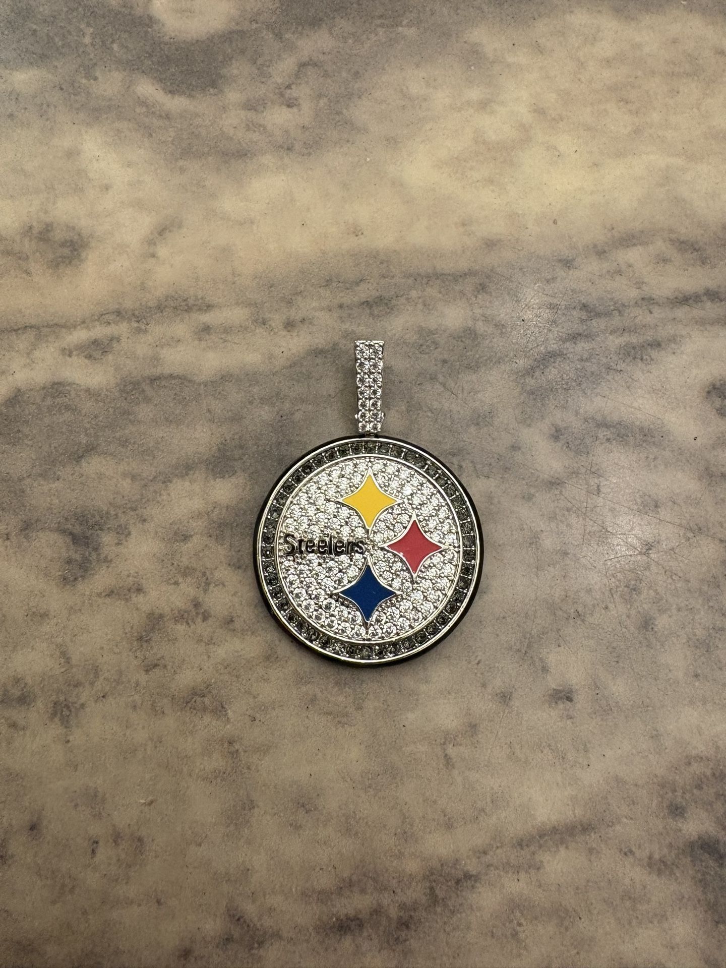 Steelers Sterling Silver And CZ Pendant