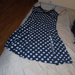 Forever 21 . Size S. Navy Blue And Baby Blue Poka Dots 
