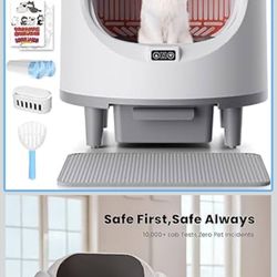 Bashaw Self Cleaning Litter Box, Automatic Cat Litter Box for Multiple Cats, App Control with Safety Sensors, Open Top, Includes Scent Cartridge, Litt