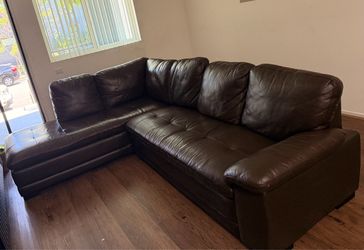 Dark Brown Leather Sectional Sofa