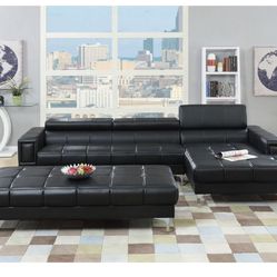 Three Piece Living Room Couch & Sectional 