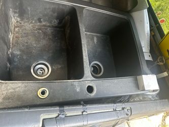 Black Cultured Granite Double Basin Kitchen Sink