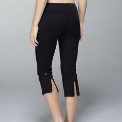 LULULEMON Black Gather & Crow Crop *Full-On Luon Athletic Workout Leggings