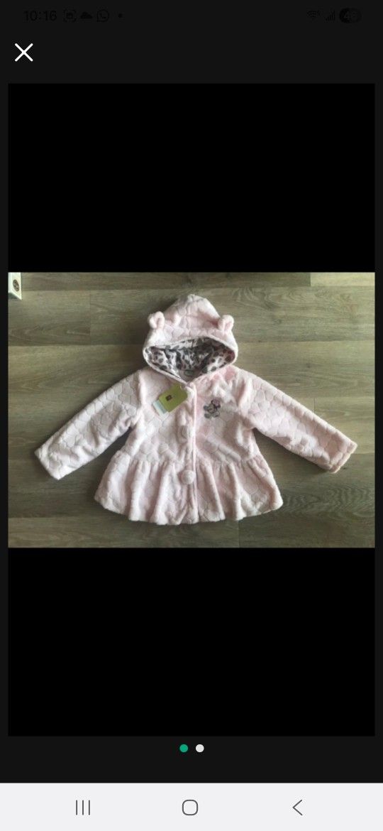 NEW Disney Minnie Mouse Kids Children Girl Soft Fur Fleece Hoodie Jacket Coat Size 3T