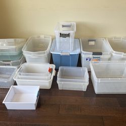 Medium and Large Plastic Bins with No Lids
