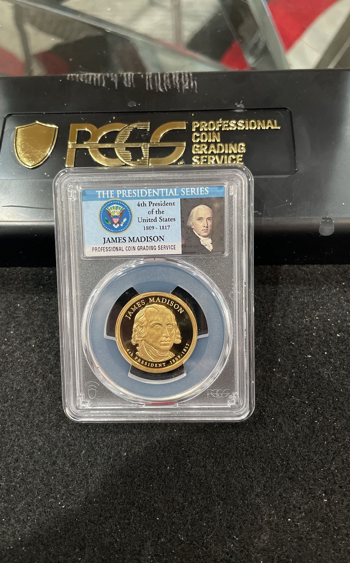2007 S Gem Proof James Madison Presidential Dollar Graded At PR69 With A Deep Cameo B-16