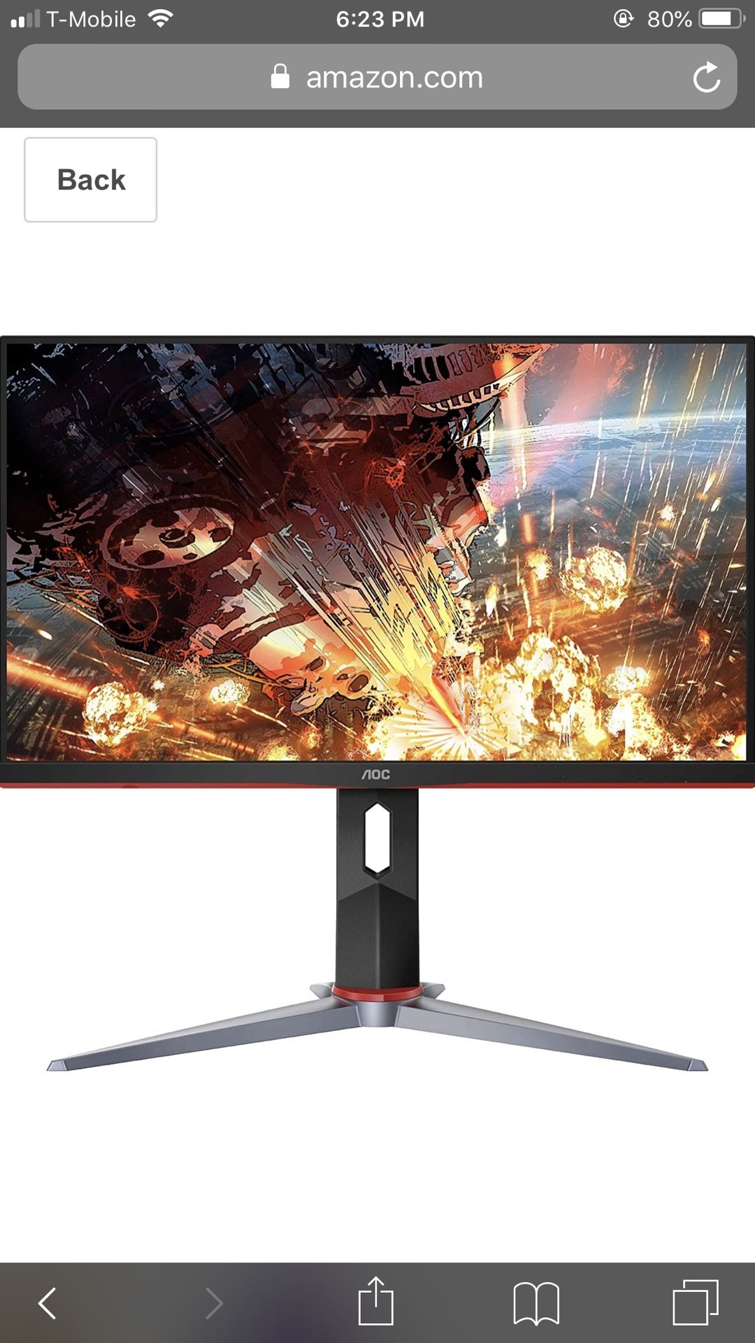 AOC 24G2 24 Inch Monitor 144HZ 1080P IPS DISPLAY