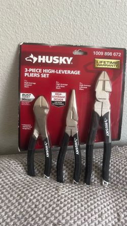Husky 3-piece High-Leverage Pliers Set. 7in, 8in, 9in.