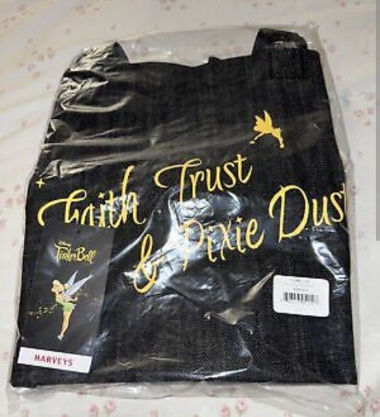 Harveys. Disney's  Tinkerbell"Faith-Trust-Pixie Dust" Denim Tote Bag