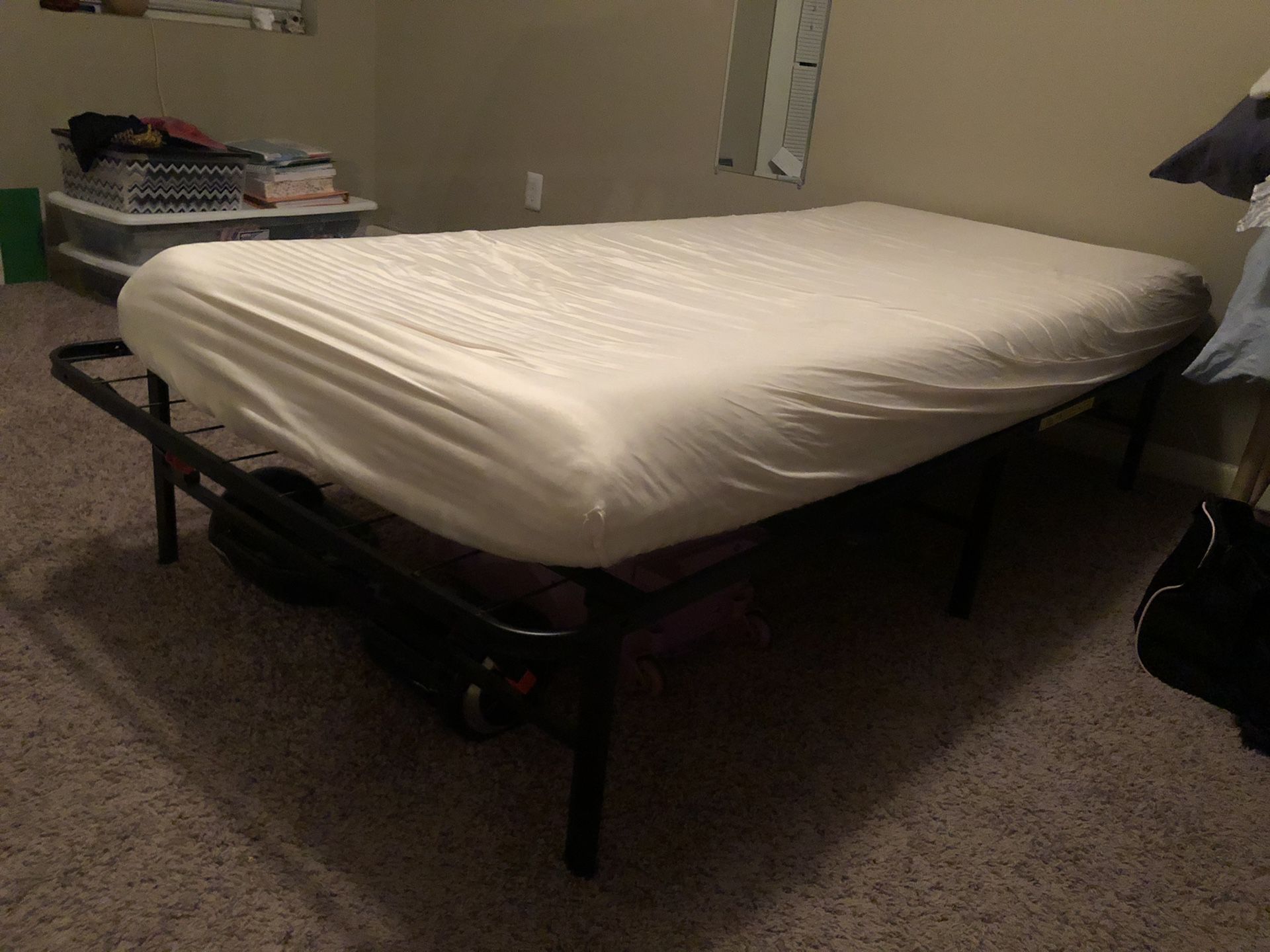 TWIN XL METAL BED FRAME AND MATTRESS FOR SALE