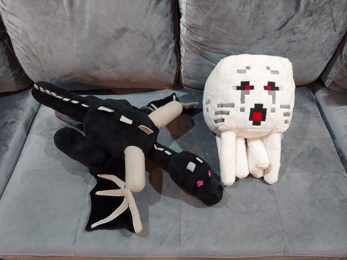 MINECRAFT MOJANG DELUXE ENDER 24" PLUSH & DELUXE GHAST PILLOW BUDDY 15" PLUSH BUNDLE OF 2
