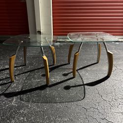 Set Of 2 Modern Glass 