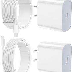 2-Pack Fast iPhone 13/14 Charger – 20W USB-C Power Adapter + 6FT & 10FT Lightning Cables (MFi Certified)