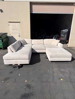 Large Cream Sectional Sofa with Double Chaise