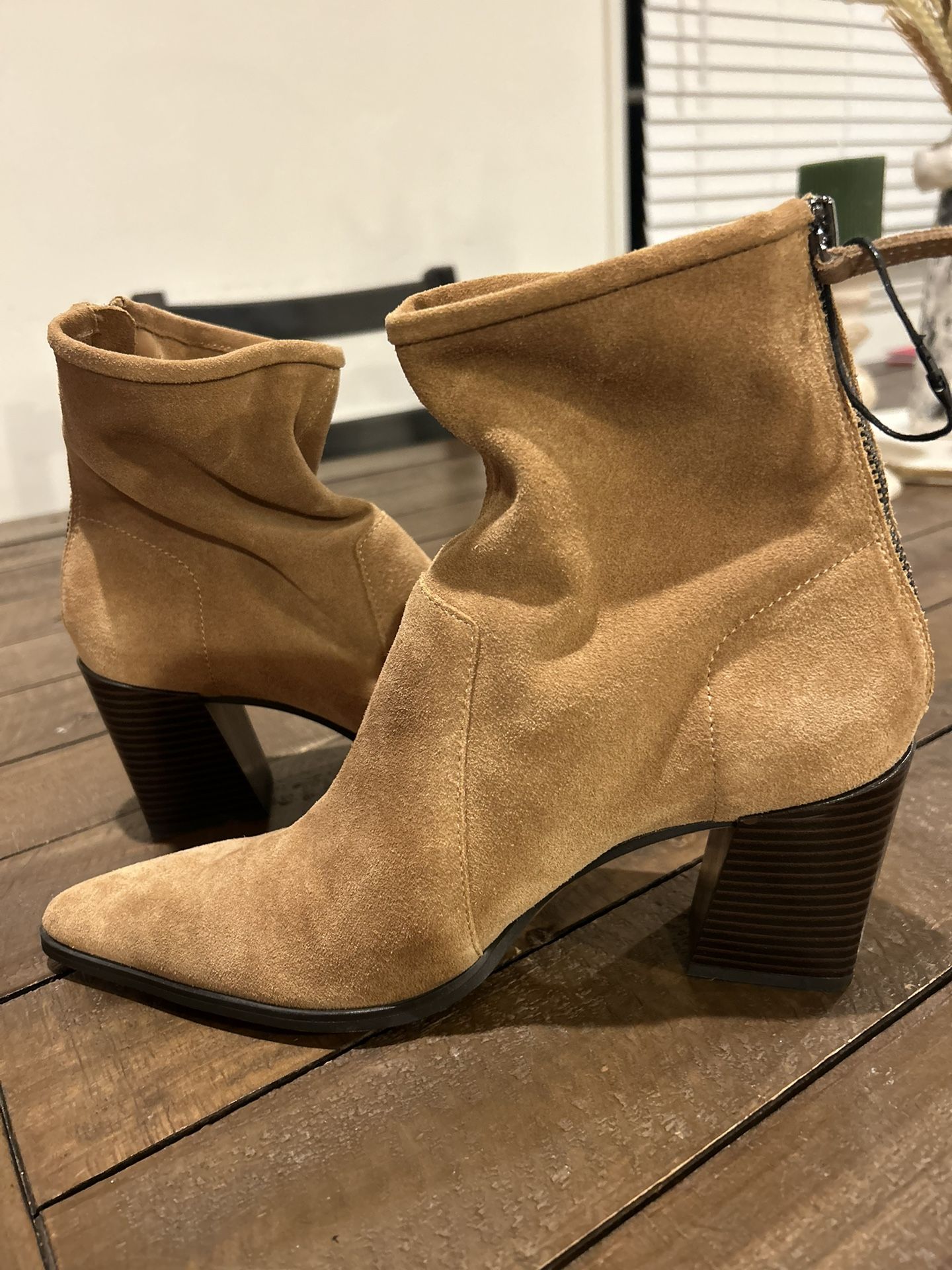 ZARA Vintage Suede Ankle Boots – Sharp Pointed Toe & Chic Heel – Brand New (No