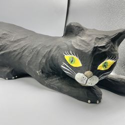 27” BLACK CAT Vintage Halloween  Papier-mâché Decor Scary Spooky