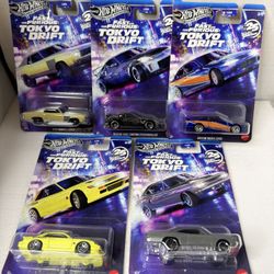 HOTWHEELS EXCLUSIVE SILVER SERIES FAST AND FURIOUS TOKYO DRIFT SET OF 5 NEW 2026
