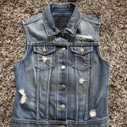 Greywire New York Lilly Vest in Soho distressed denim Jean Light Med Wash Sz SML