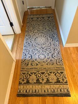 Belfast Area Rug Indigo - Threshold™: Handmade Wool, Low Pile, Botanical Pattern, Tufted