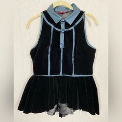 Vintage Kenzo Velvet Suede Silk Lined Sleeveless Peplum Dress Top Sz 38