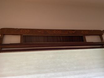Wooden Handloom Reed Carved Floral Design Weaving Loom 36” Vintage Asian Loom vintage antique 