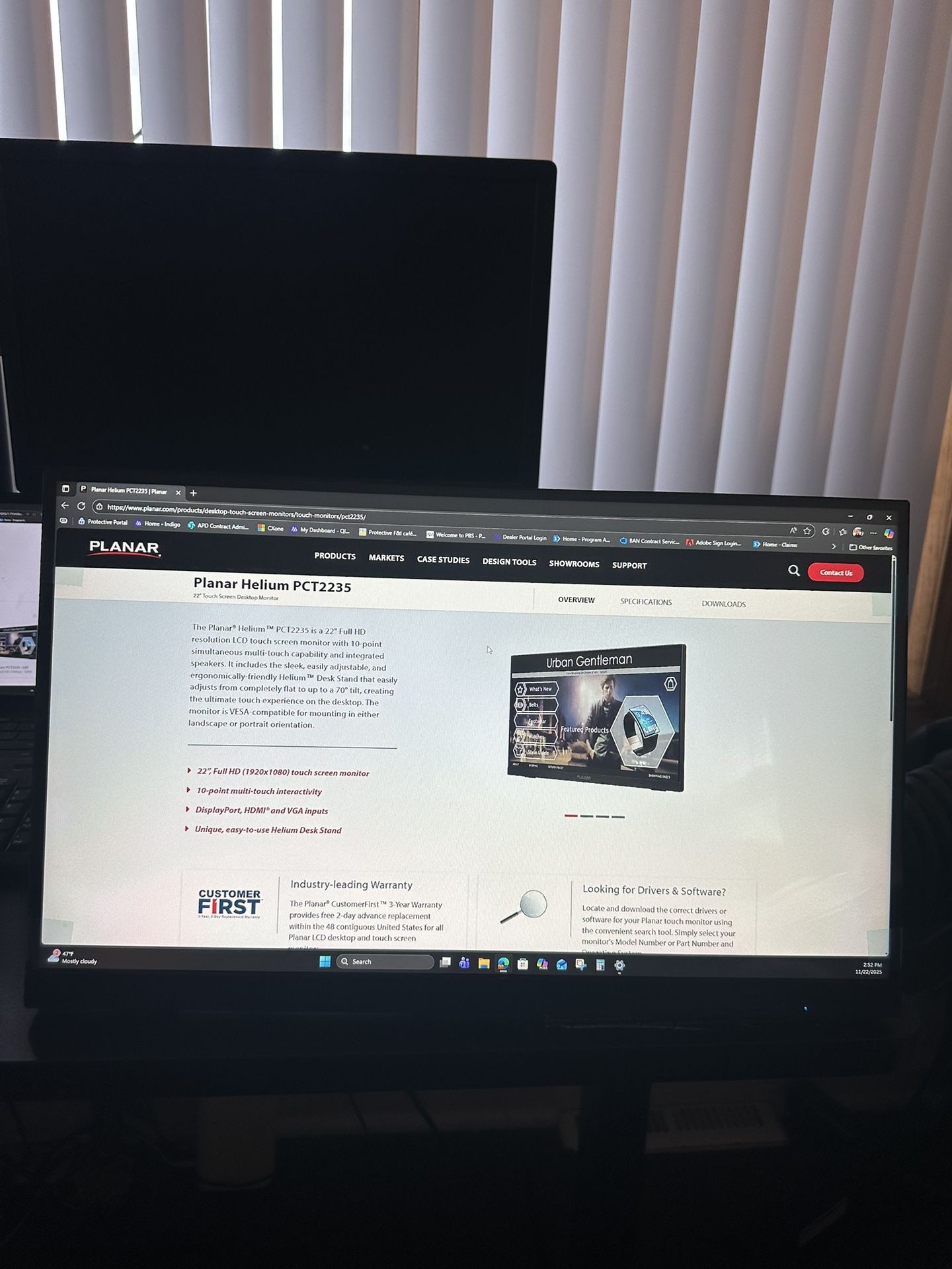 Planar Helium PCT2235 22-inch Touchscreen Desktop Monitor