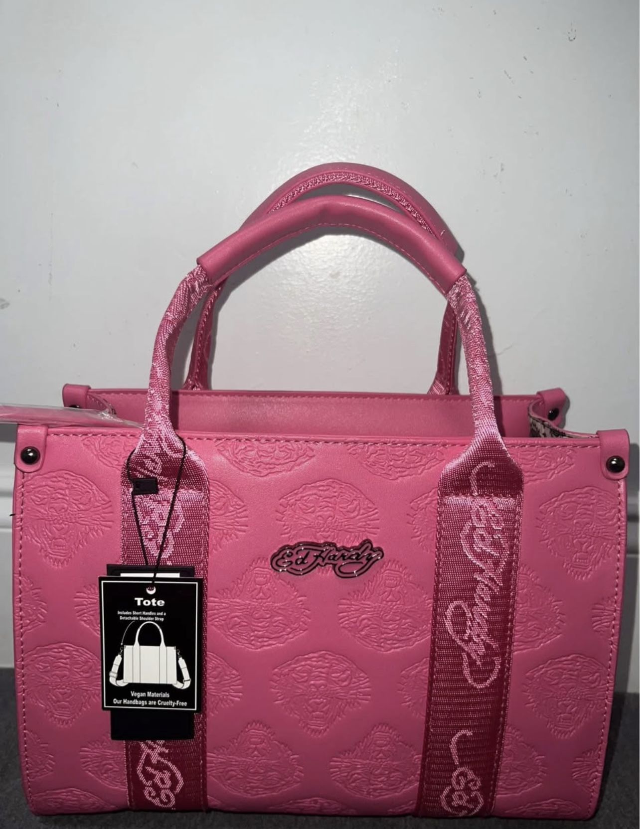 Ed hardy leather pink purse