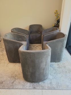 LIKE NEW Restoration Hardware ELLISON BARRELBACK SLOPE ARM LEATHER DINING ARMCHAIR set of 6, dining room, RH chairs