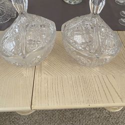 2 Vintage Crystal Candy Dishes