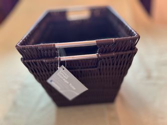 2 Black woven storage baskets