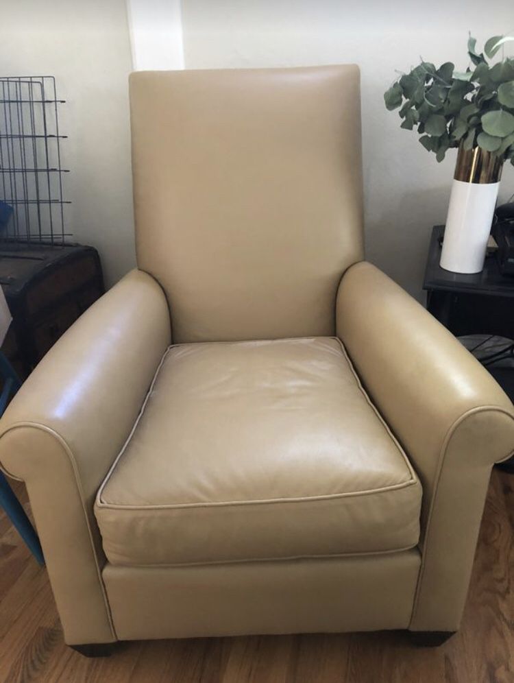 Custom, vintage leather accent chair