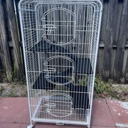 Metal Rolling Cage With 3 Doors 52”H X 25”W X17”D In Good Condition $70 Firm On Price