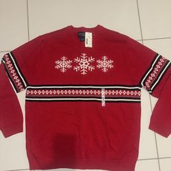 Men new Christmas holiday sweater small warm formal ugly navy snowflakes work Navidad new red XL