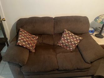 Brown Fabric Loveseat Sofa