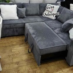 ✅️✅️3-Piece Convertible Sectional
Sleeper Sofa W/Cupholder, Sofa Storage, & USB Ports✅️✅️