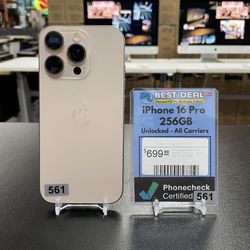iPhone 16 Pro 256GB Unlocked for All Carriers! With Store Warranty And Financing Available!