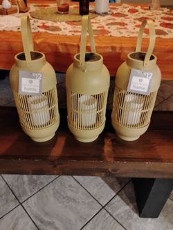 Set of 3 solar panel Decorative Candle Lanterns
