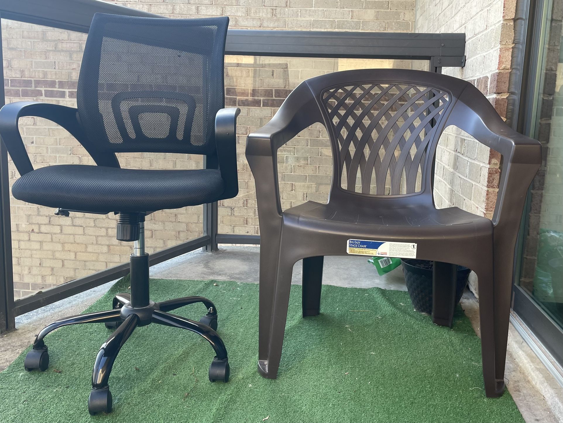 Ergonomic Office Chair, Lumbar (Black) And Adams PATIO Chair