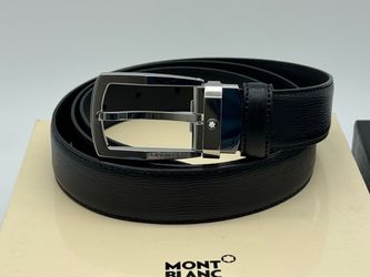 MONTBLANC TRAPEZE 4810 WESTSIDE BLACK LEATHER SS BELT NEW 100% GENUINE ~$495