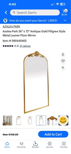 Azalea Park 36x72 Antique Gold Filigree Floor Mirror