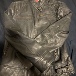 Navy Leather Jacket Small 