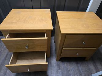 Pair of Wood 2-Drawer Nightstands